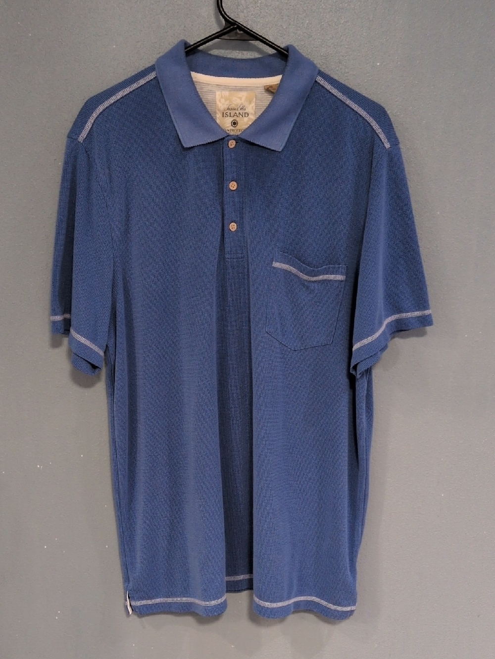 TassoElba Island Sun UPF Protection Grid Knit Polo 3 Button Down Shirt Golf